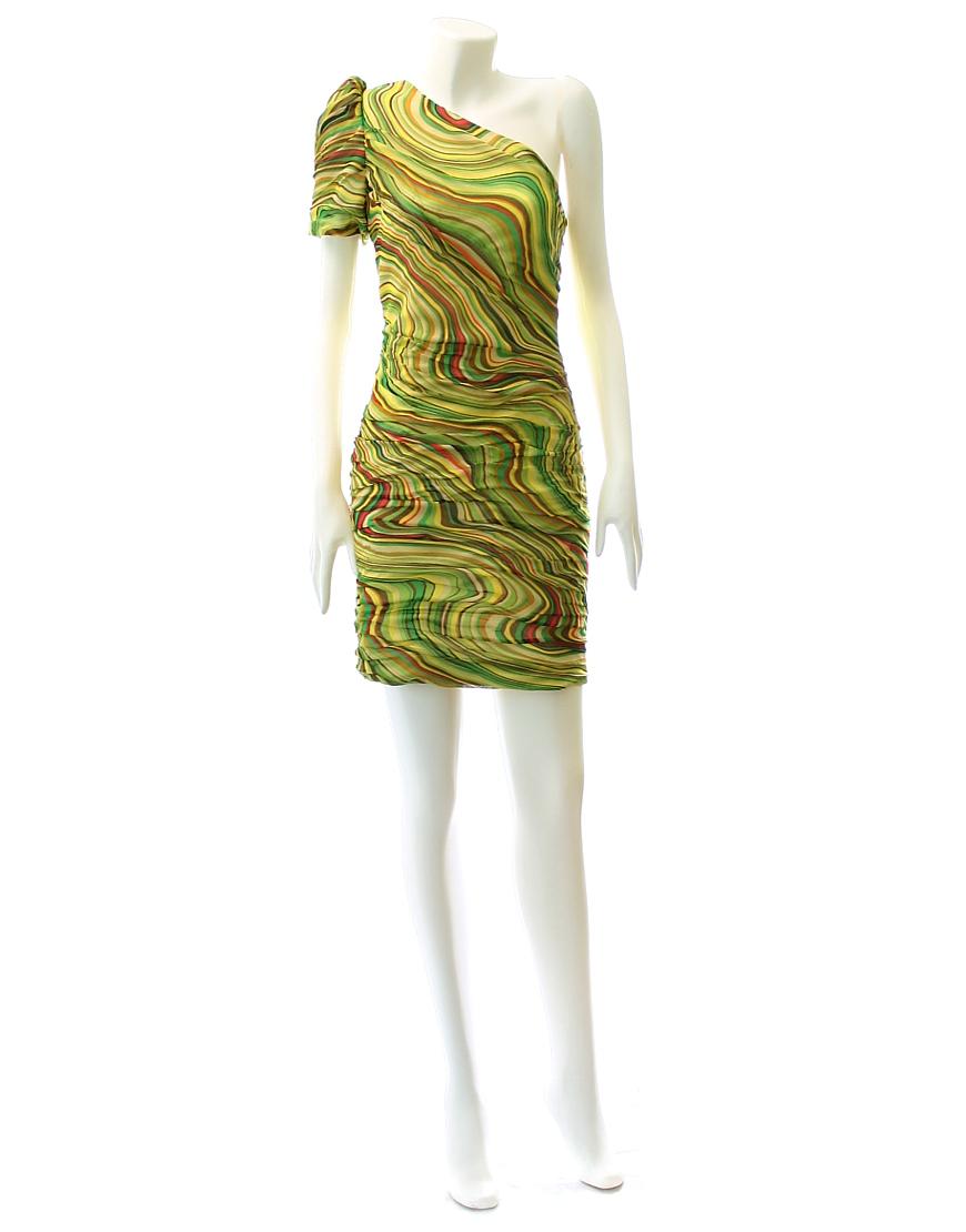 One sleeve printed drape dress