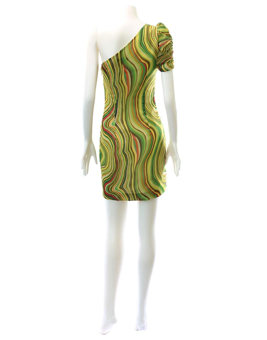 One sleeve printed drape dress