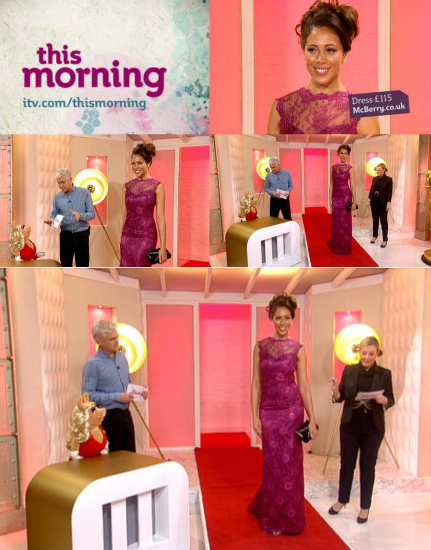 Lace gown heart-cut out back style Scarlett Johansson as aired on ITV This Morning