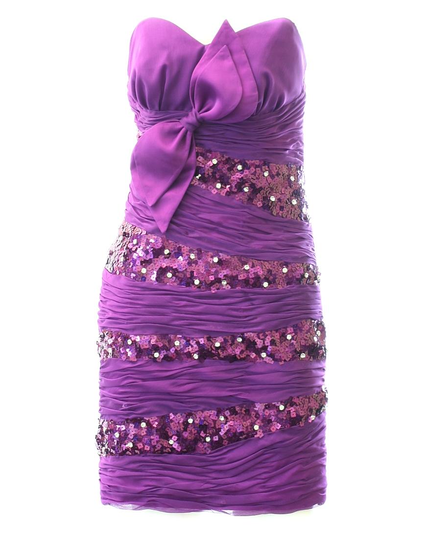 Big bow drape-sequin detailed dress