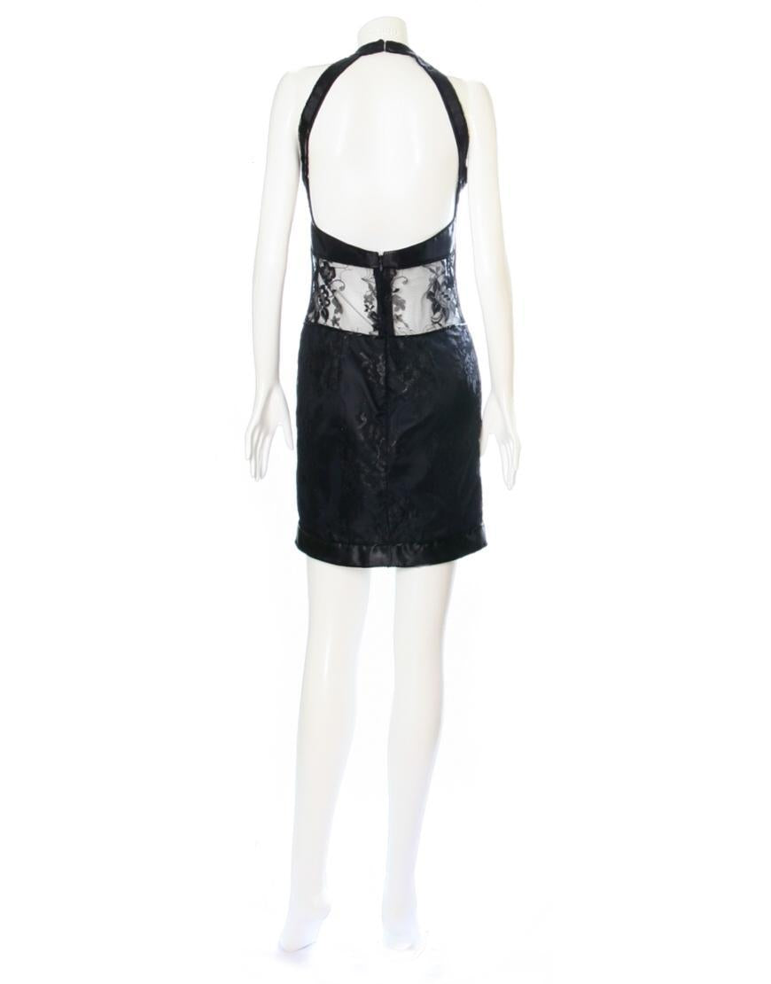 Lace panel round-neck embellished dress
