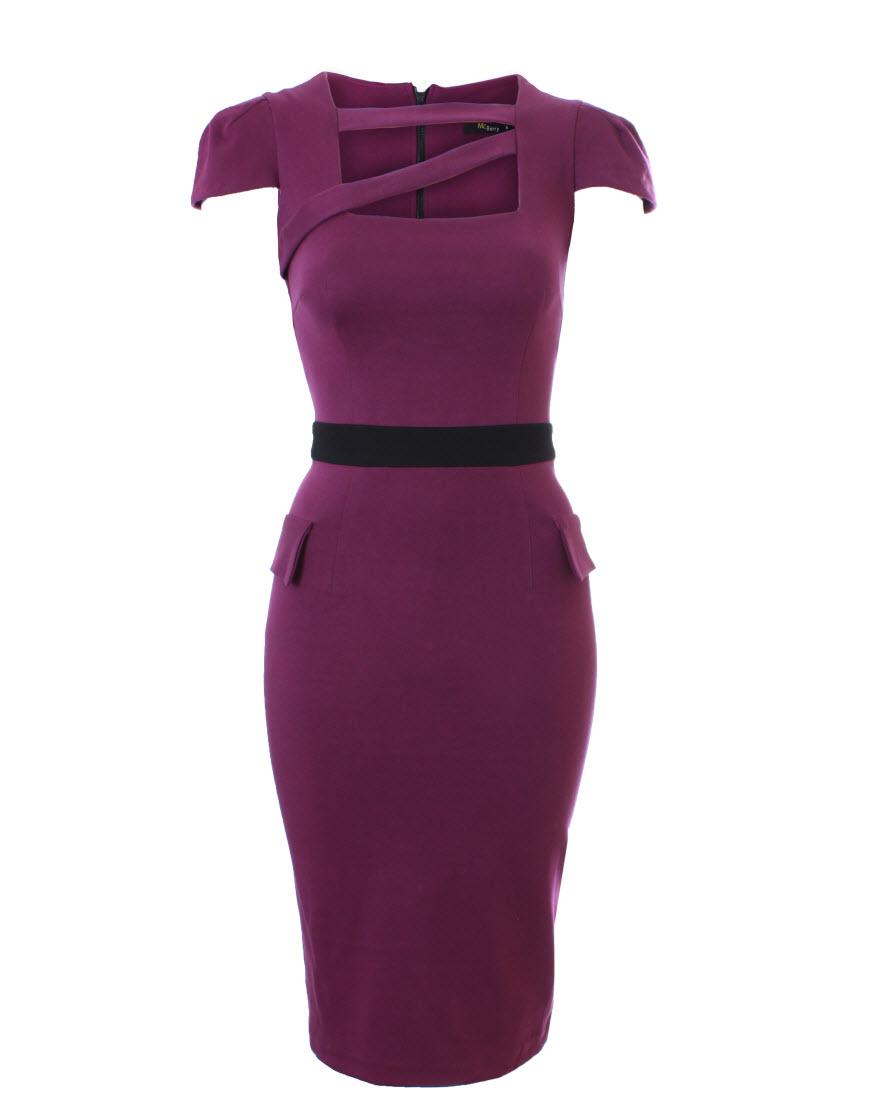 Front cut out pocket detail pencil dress