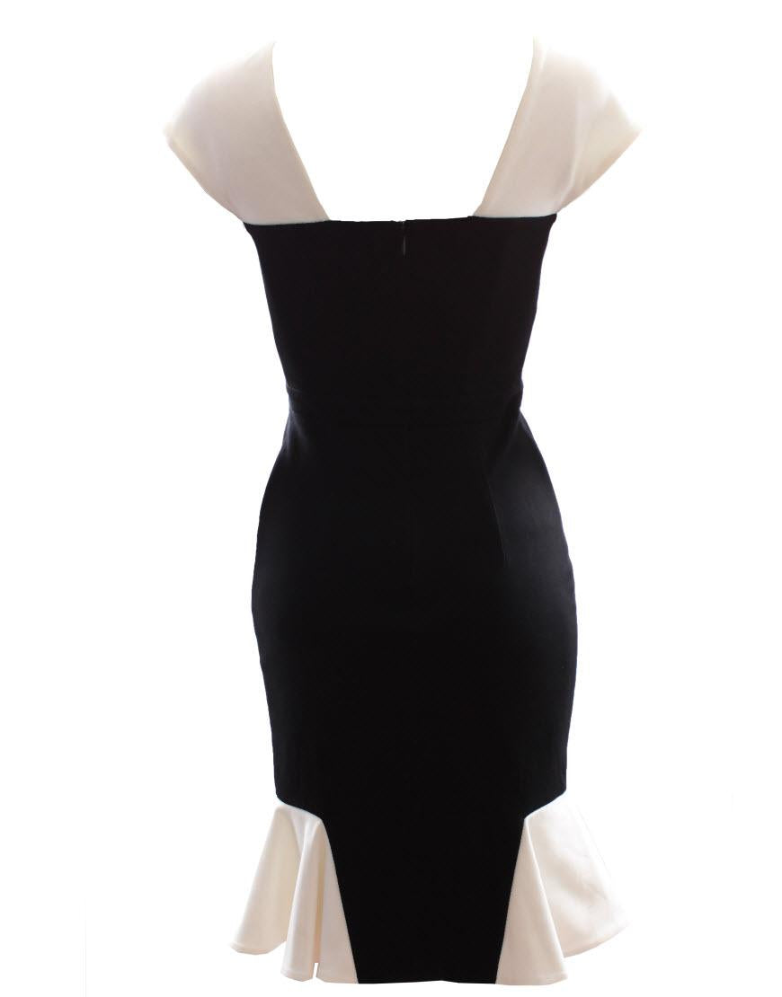 Monochrome frill hem pencil dress