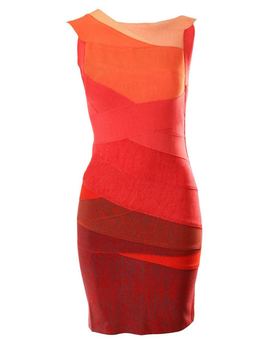 Kristin coral Ombre bandage dress