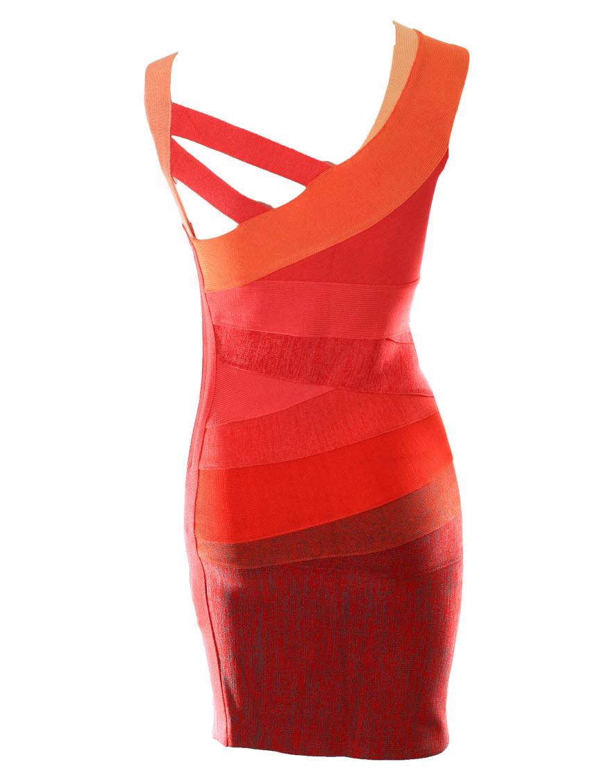 Kristin coral Ombre bandage dress
