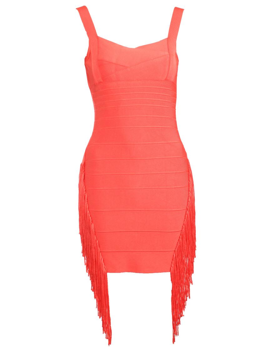 Maria fringe & flapper coral bandage dress