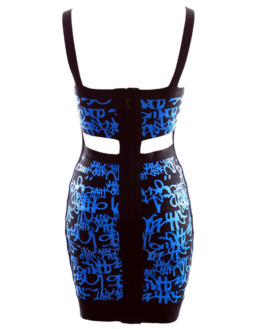 Blue printed bandage dress