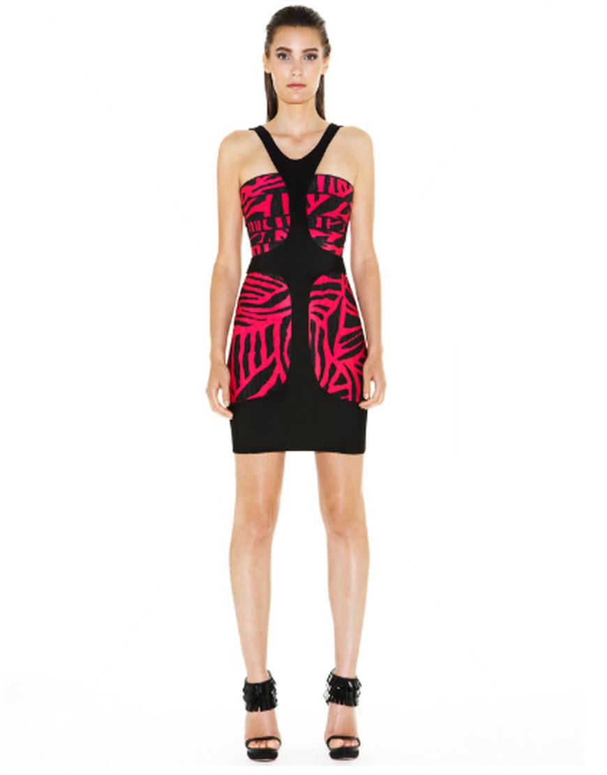 Jennifer fuchsia printed bandage dress