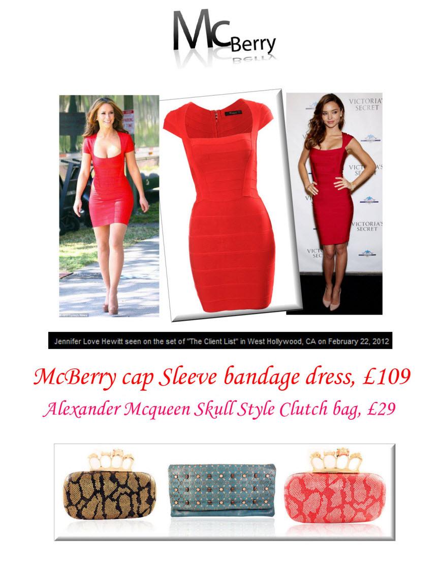 Red cap Sleeve Bandage Dress style Miranda Kerr