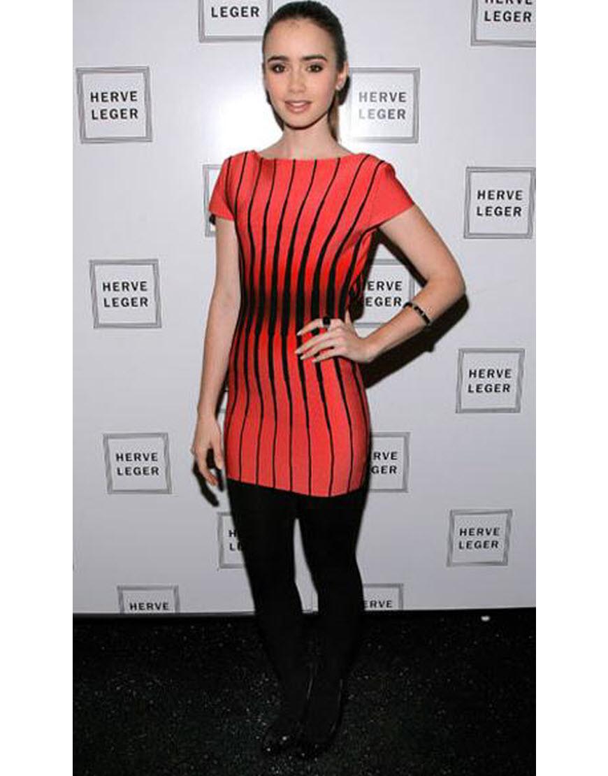 Kristen coral-black stripe bandage dress