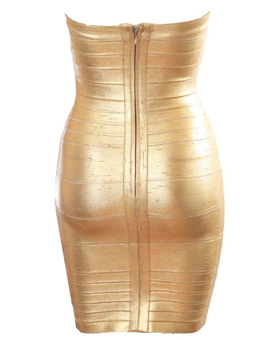 Jess metallic gold strapless bandage dress