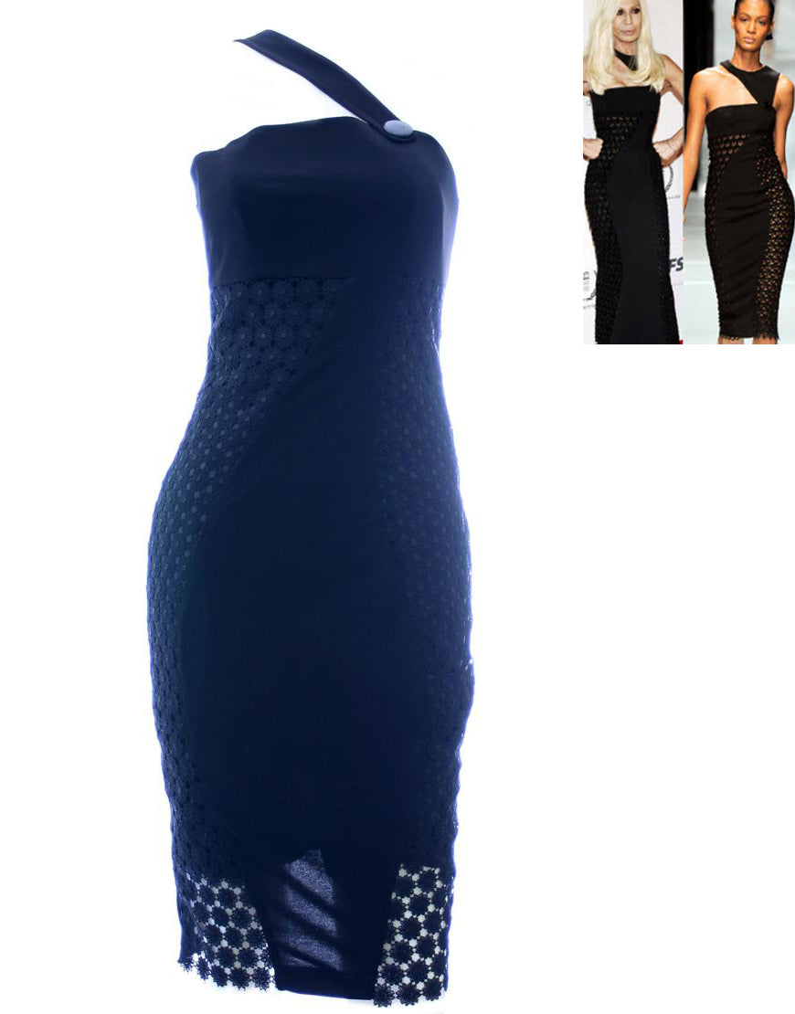 Lace sides inserted shift dress