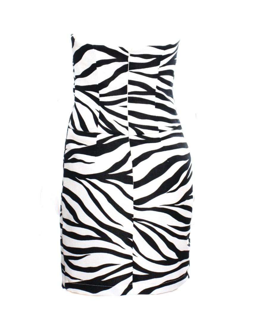 Zebra Sequin two-tone trim mini dress