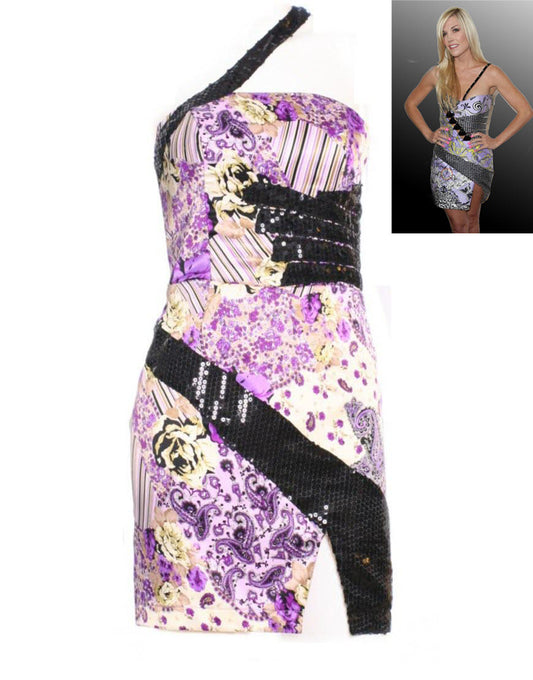 Print Sequin-Detailed Mini Dress