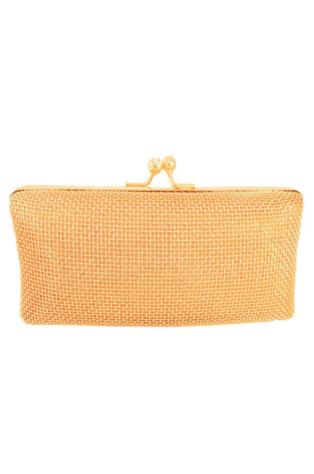 Diamante knot gold clutch box