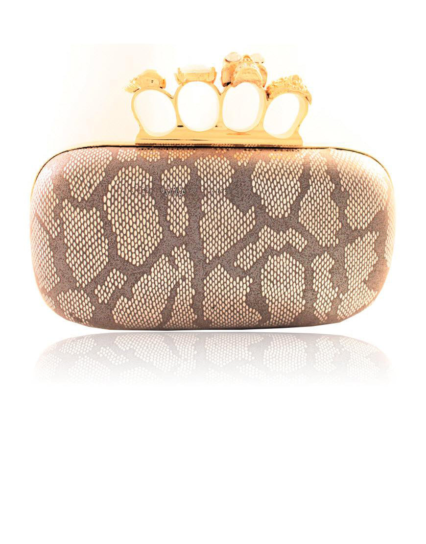 ALEXANDER MCQUEEN Style knuckle box clutch in black silver