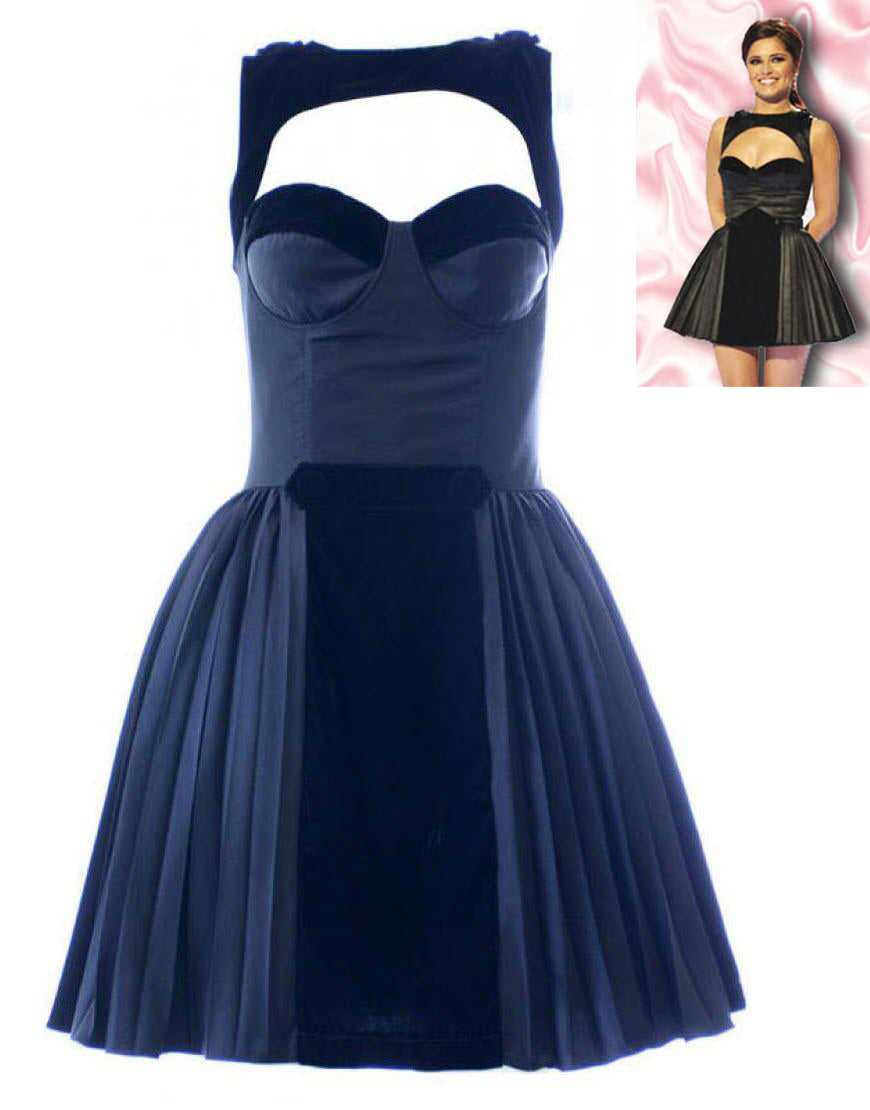 Velvet top cut-out pleated skirt dress