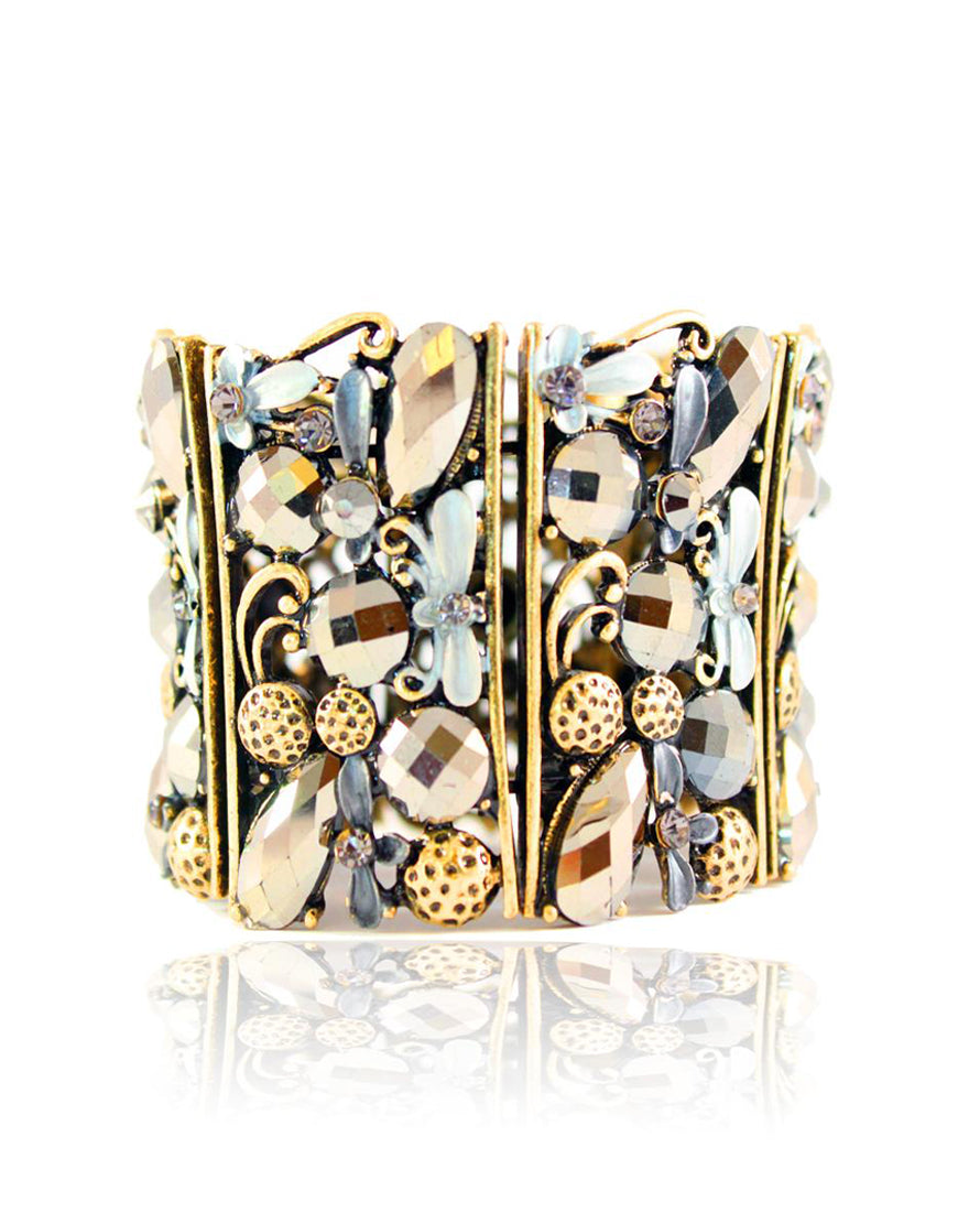 Blue-tone beads cuff