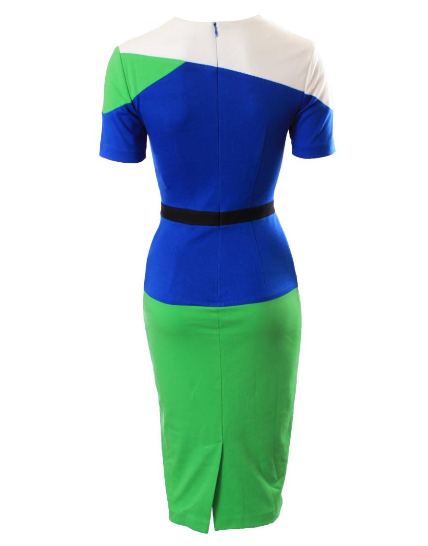 Colour block short sleeve pencil dress as seen in Grazia cover