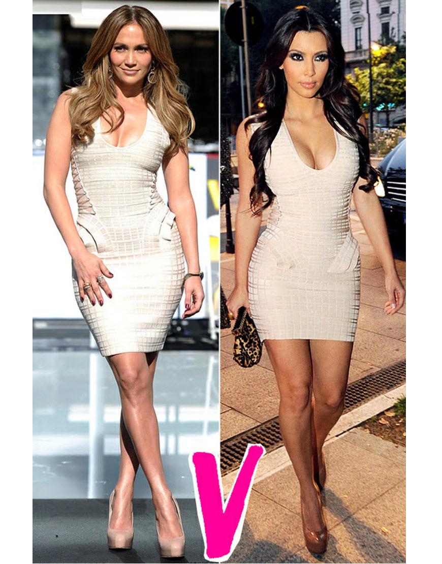 Ivory Peplum Bandage Dress style Kim Kardashian