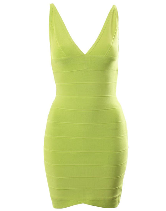 Lime Green V neck Bandage Dress style Myleene Klass