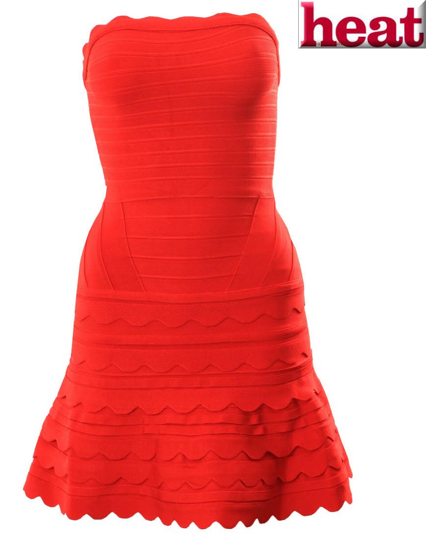 Strapless Skater Red Bandage Dress style Rochelle Wiseman