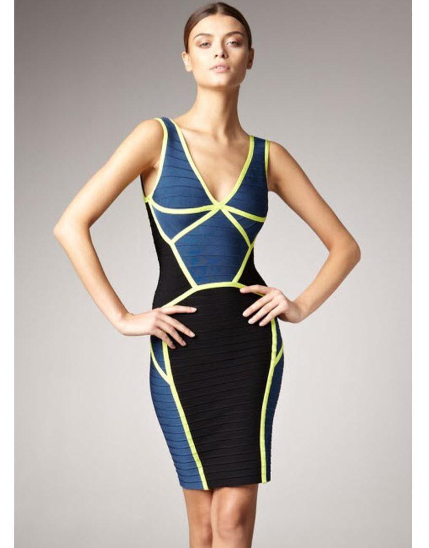 Eyvette colour block bandage dress