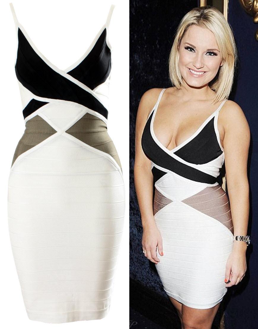 Colour block bandage dress style Sam Faiers