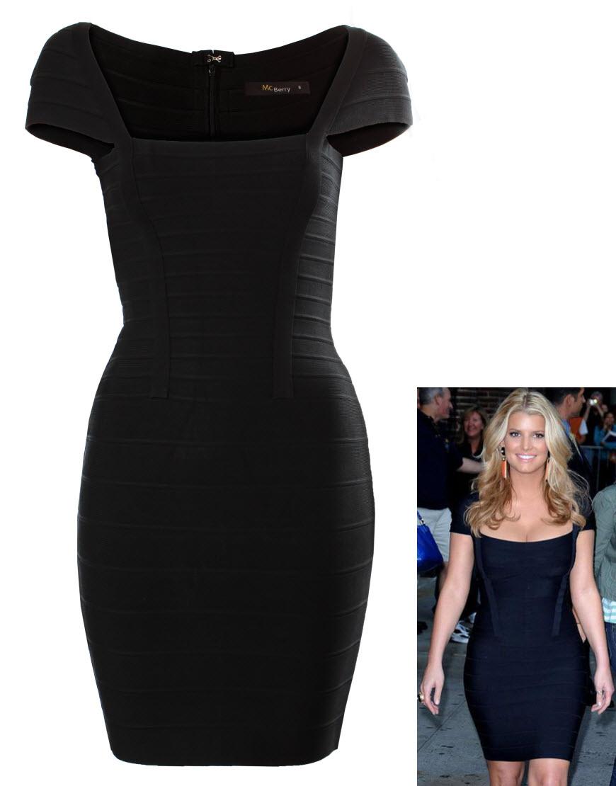 Miranda cap Sleeve bandage dress in Black