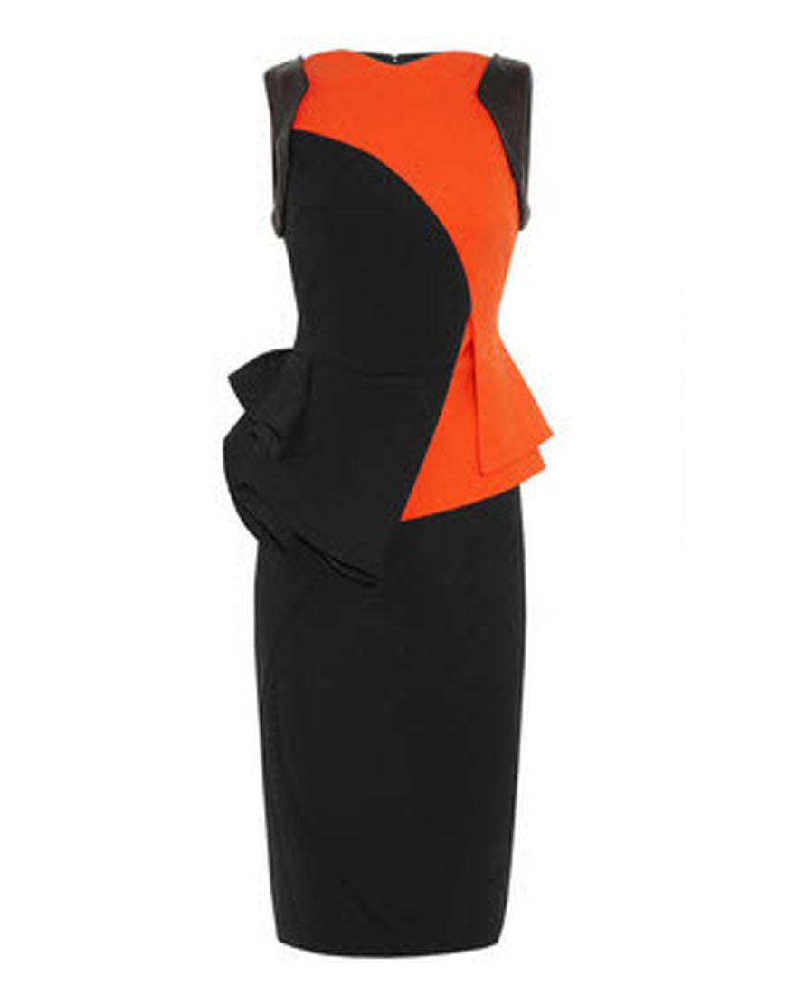 Monochrome sleeveless peplum pencil dress