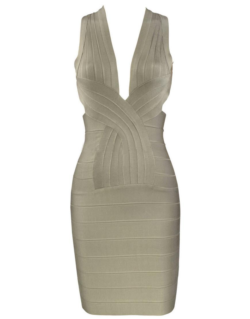 Deep V neck backless bandage dress style Rochelle Wiseman