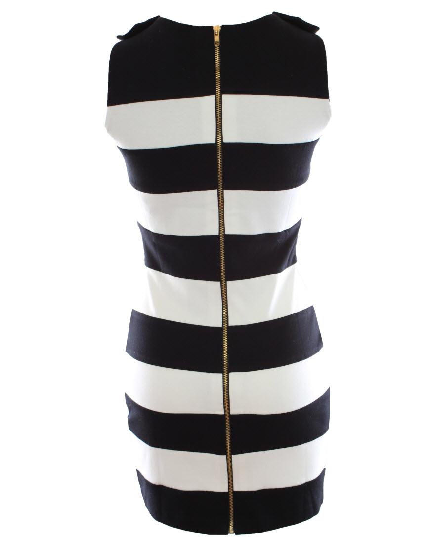 Striped button detail mini dress