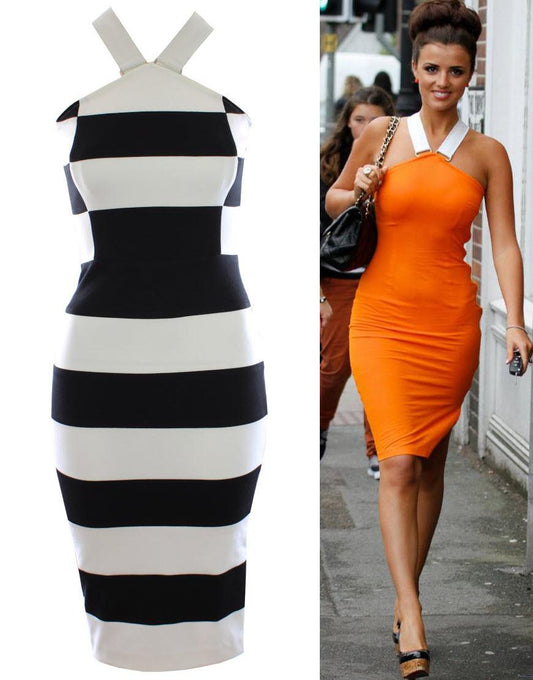 Striped strappy dress style Lucy Mecklenburgh