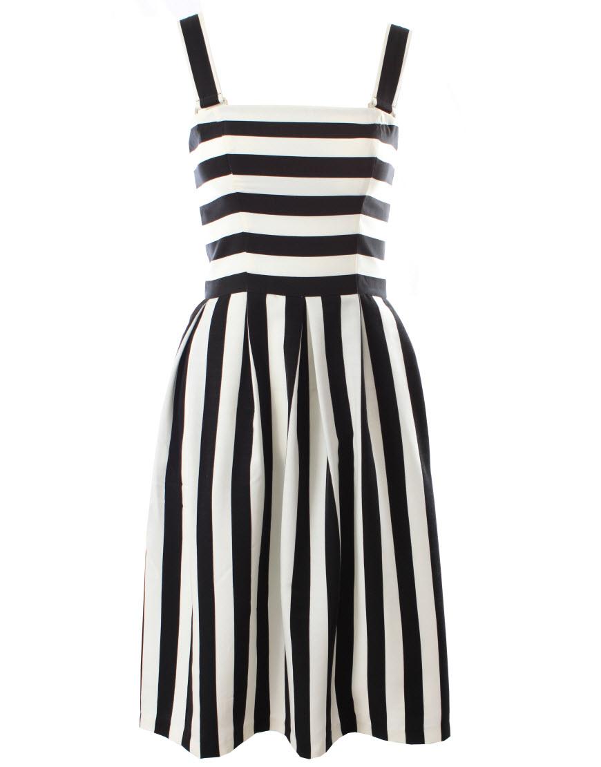 Strappy stripe pleat dress
