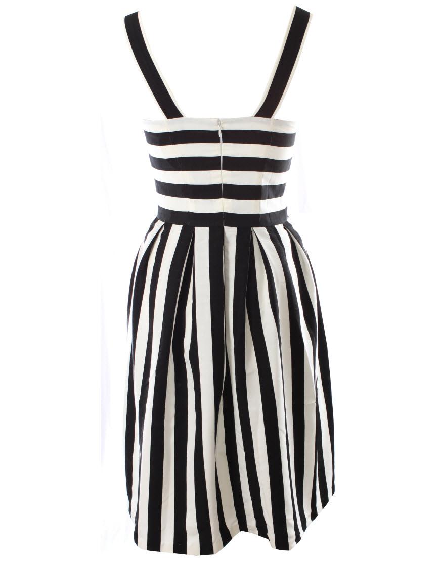 Strappy stripe pleat dress