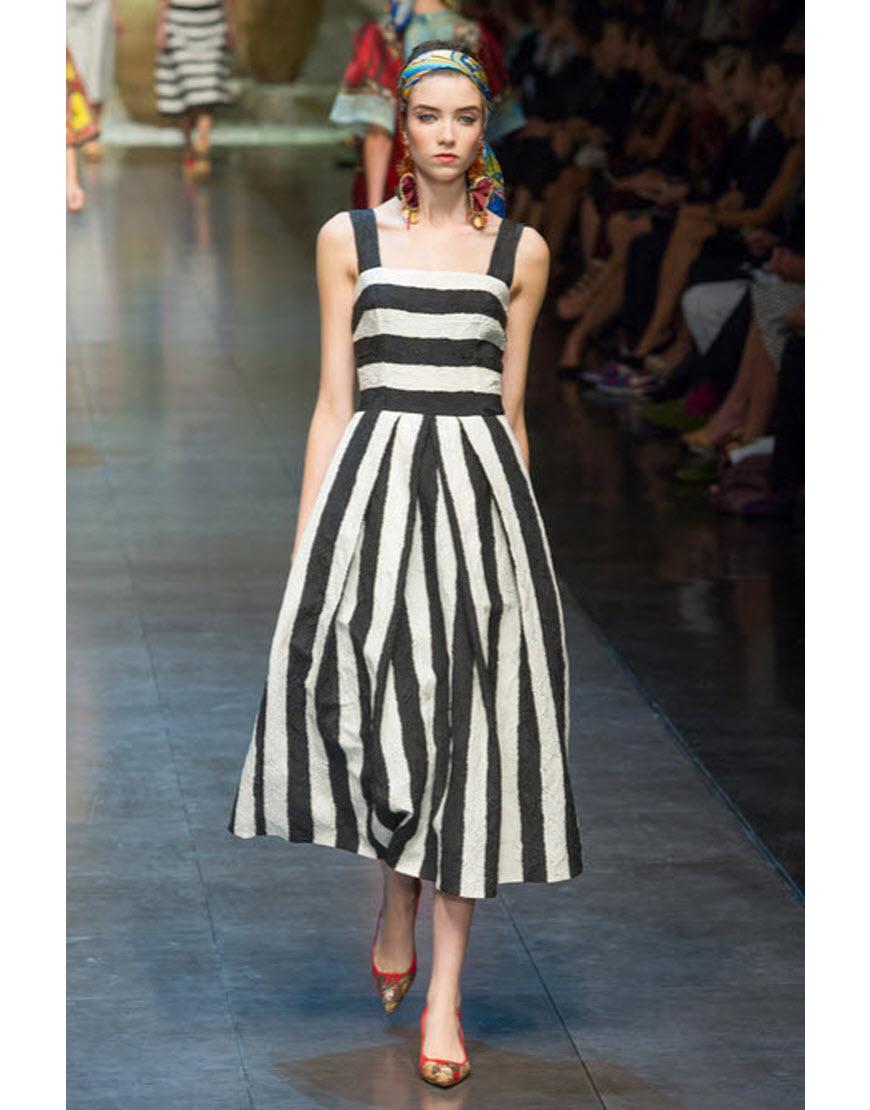 Strappy stripe pleat dress