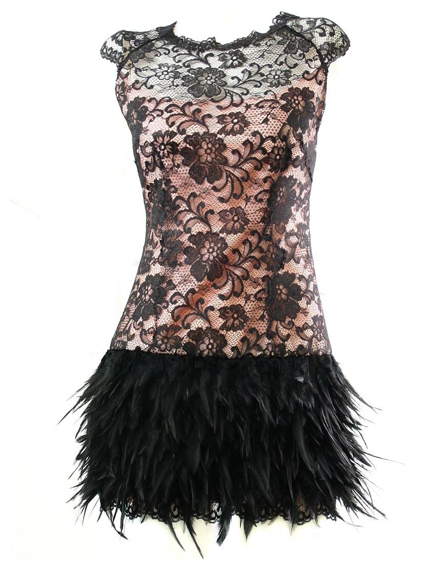 Emma Watson style lace feather dress