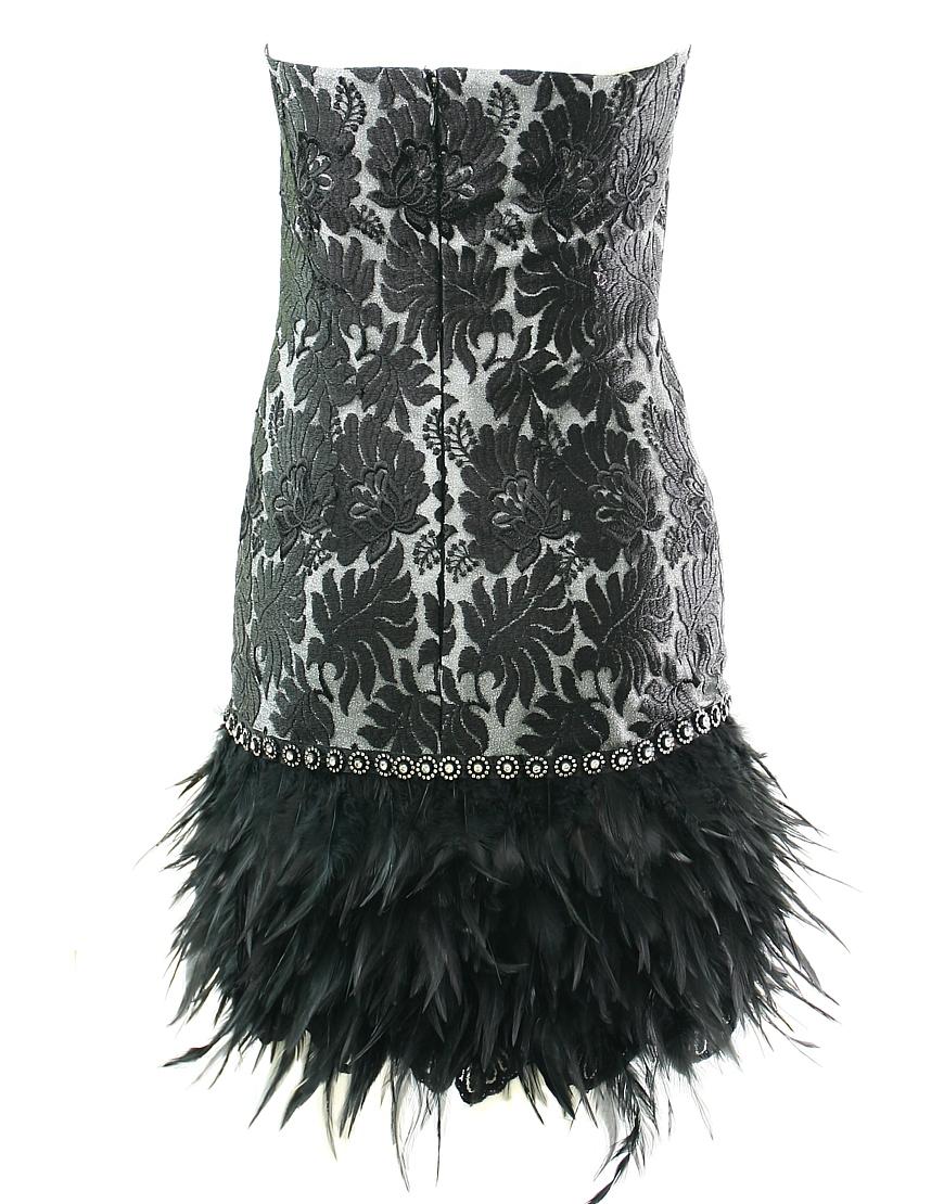 Lace embellished feather dress