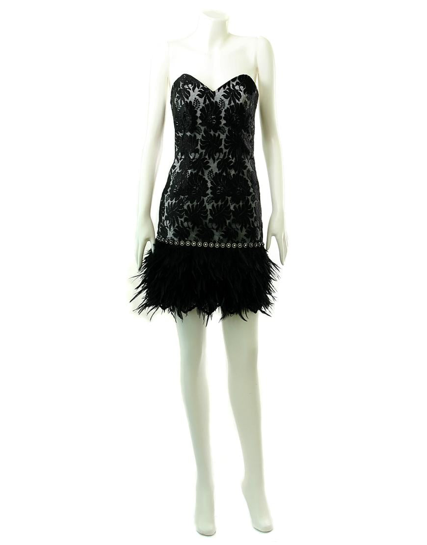 Lace embellished feather dress