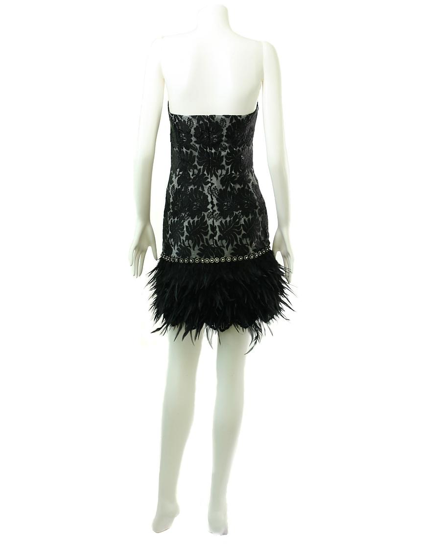 Lace embellished feather dress