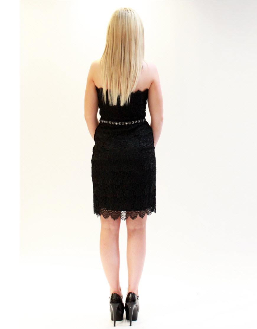 Embellished lace dress in black