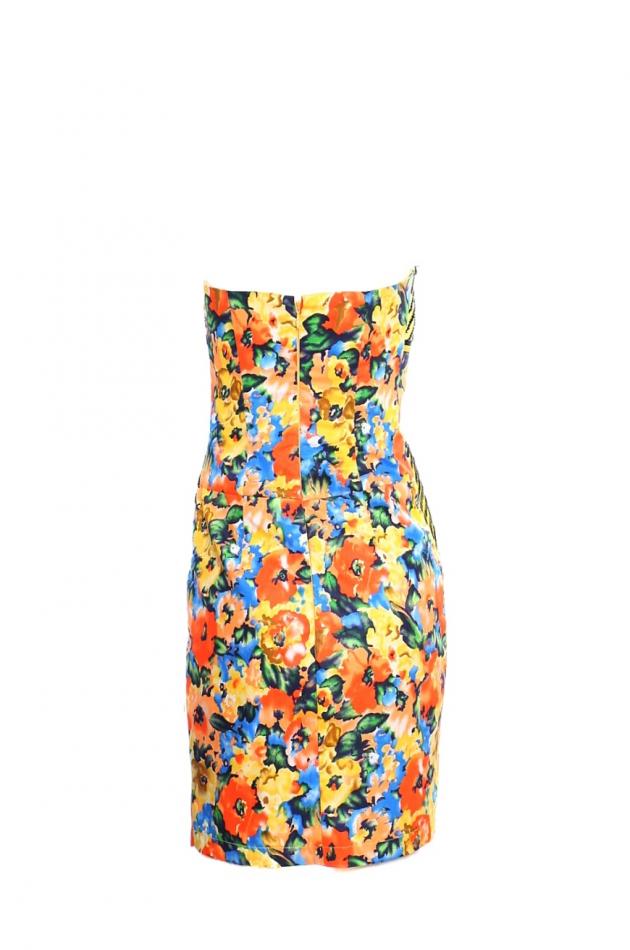 Floral two-tone trim mini dress