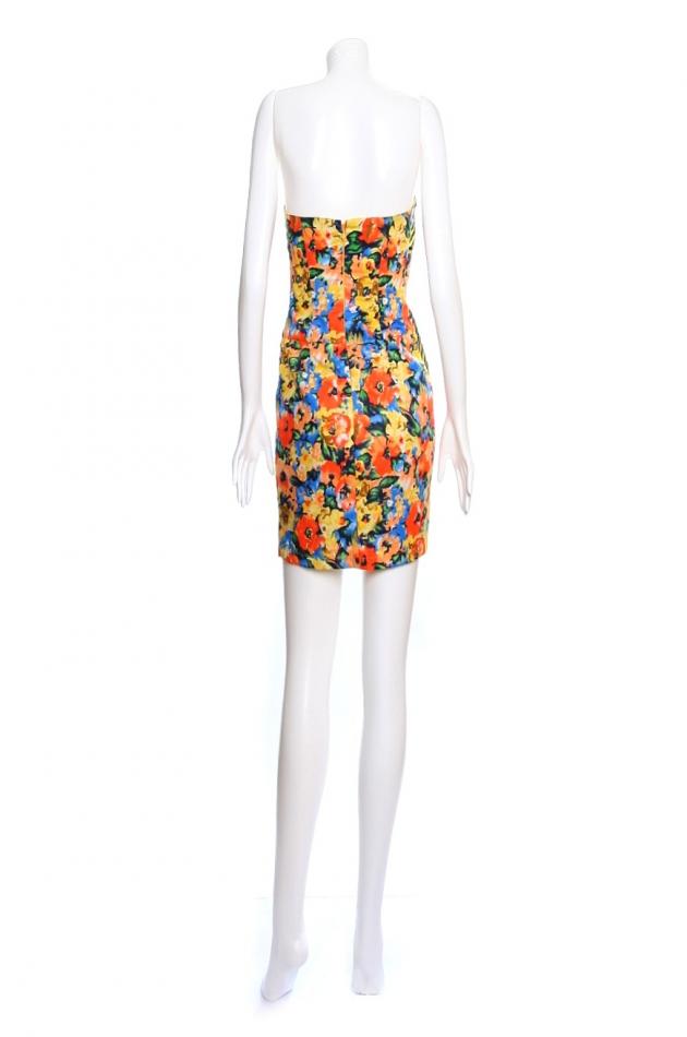 Floral two-tone trim mini dress