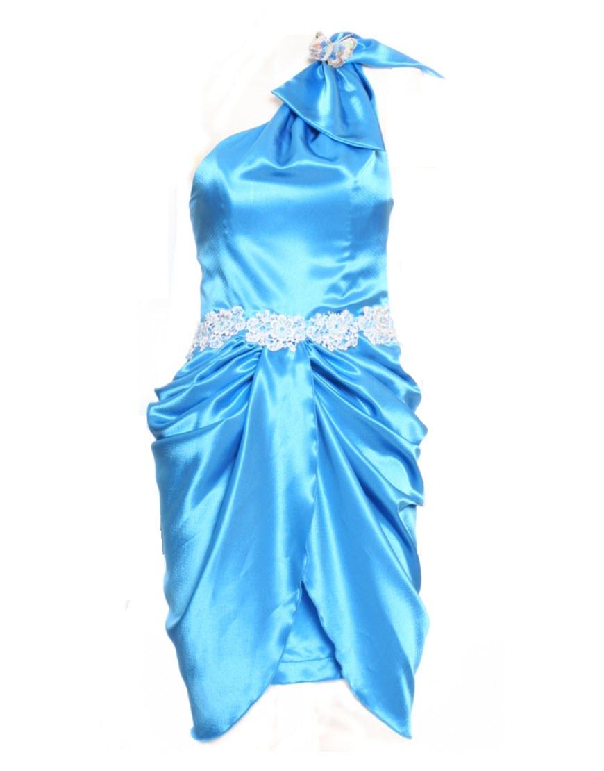 One Shoulder Lace-Detailed & Draped dress