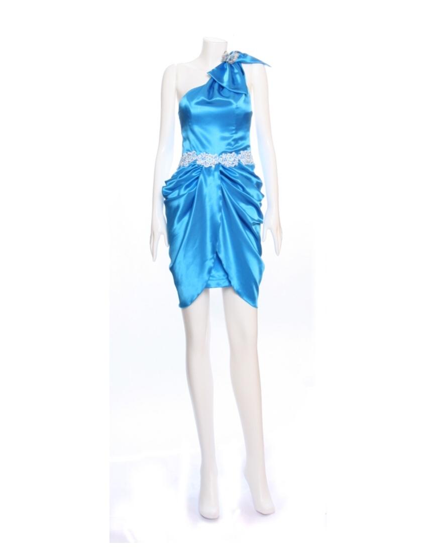 One Shoulder Lace-Detailed & Draped dress