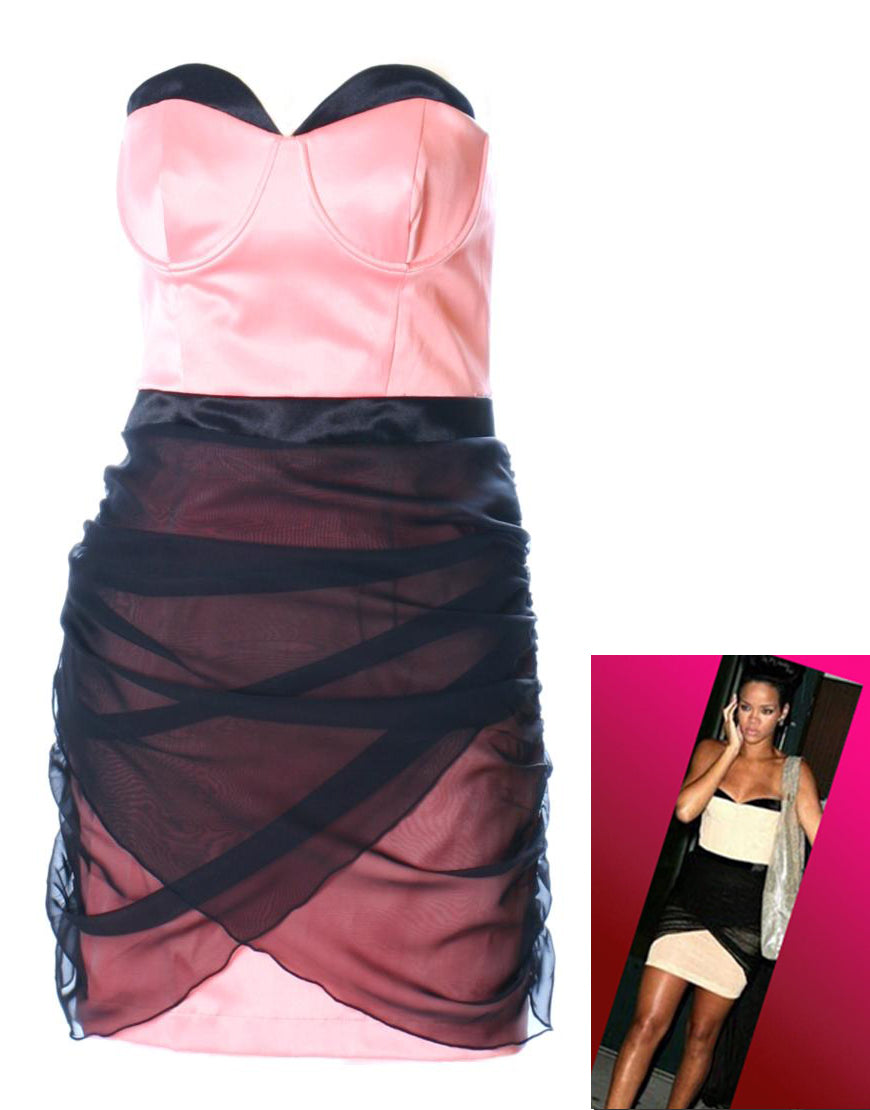 Contrast wrapped over mini dress