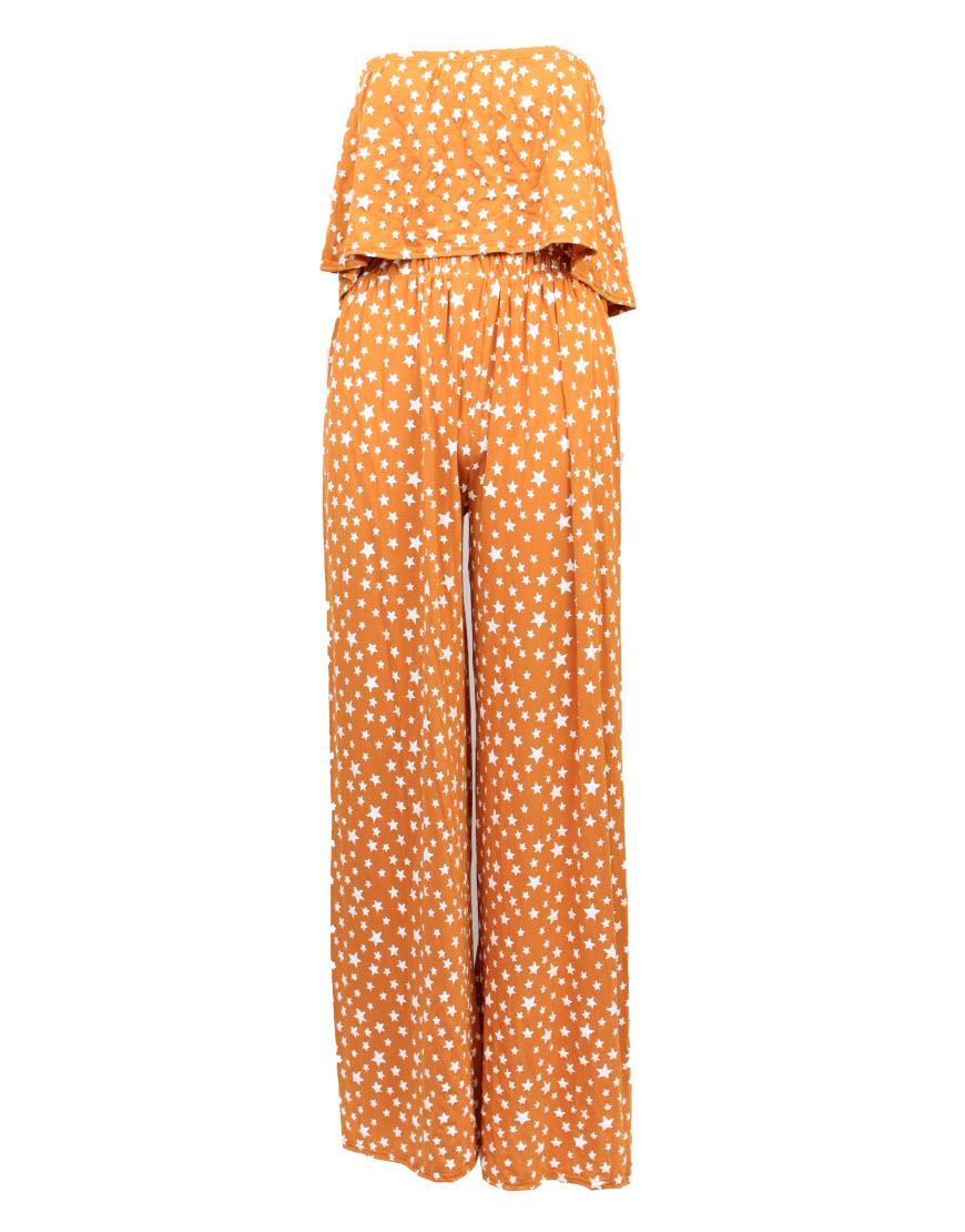 Star print jumpsuit in Mustard