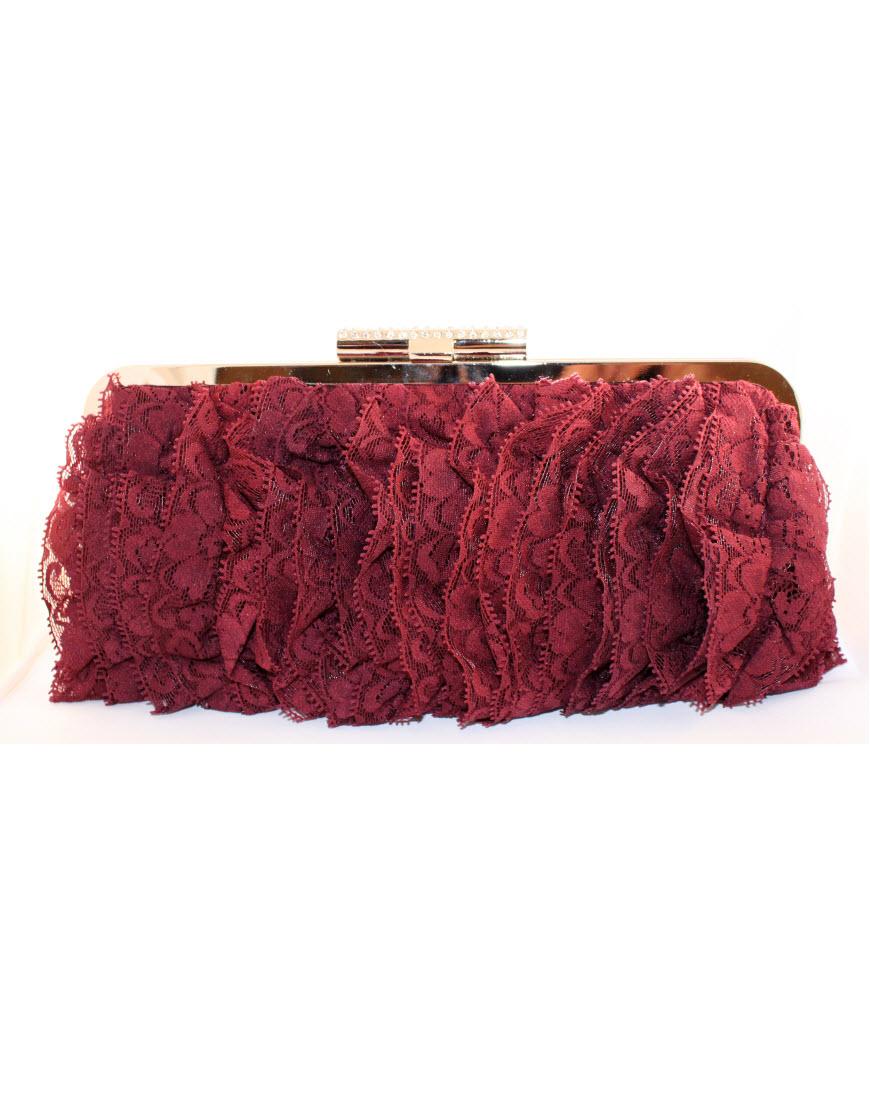 Lace Diamond Knot Clutch in dark red