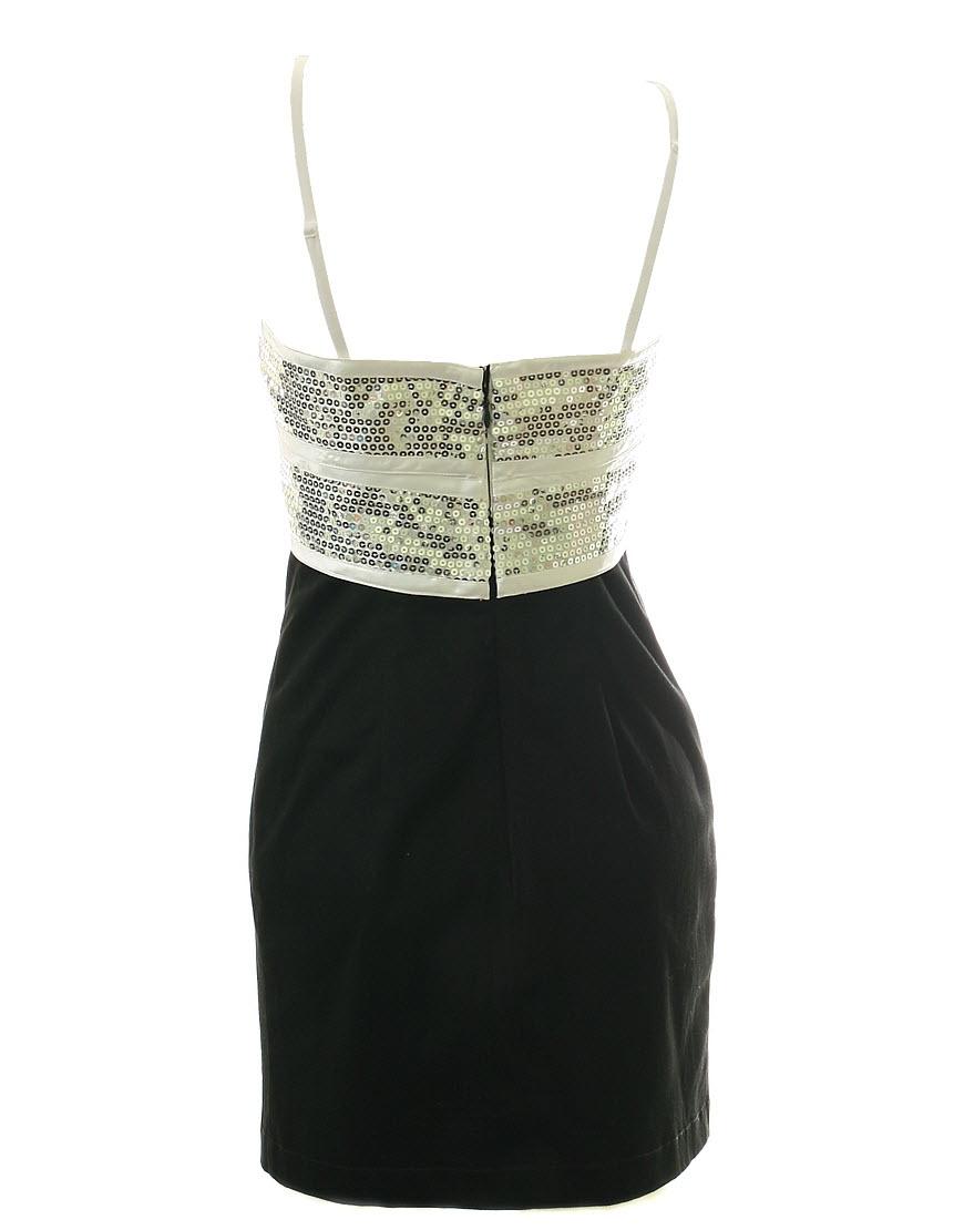 Sequin wrap over detail contrast dress