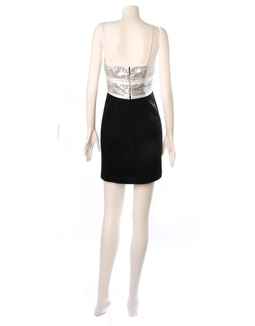 Sequin wrap over detail contrast dress